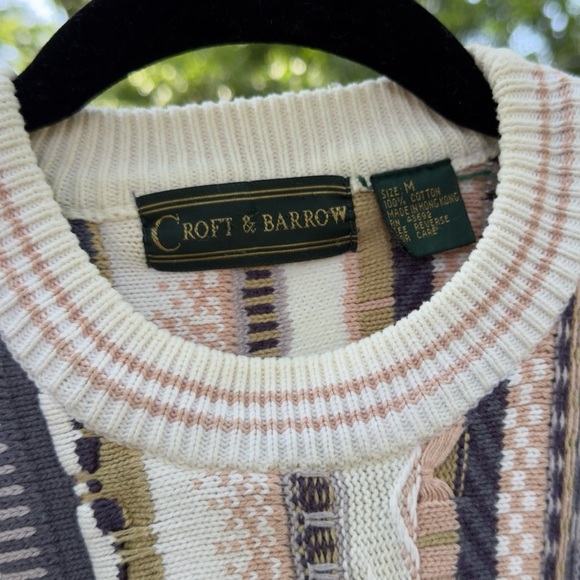 Vintage 90s Coogi Style Pastel Paisley 3D Knit Sweater - Picture 3 of 4